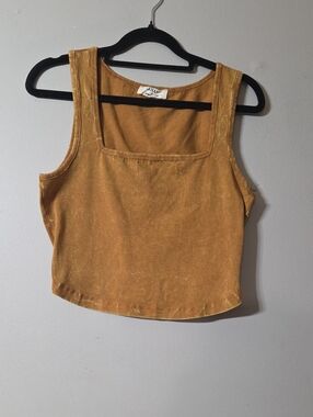 Zenana Outfitters Square-Neck Cropped Tank in Mustard